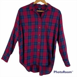 MADEWELL Blue/Red Plaid Button Down Shirt
